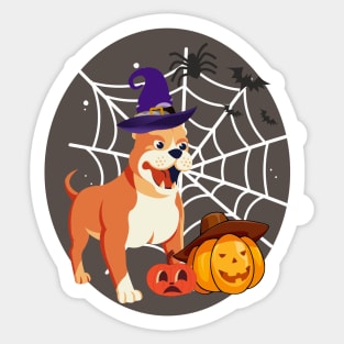 Halloween bulldog and pumpkins Sticker